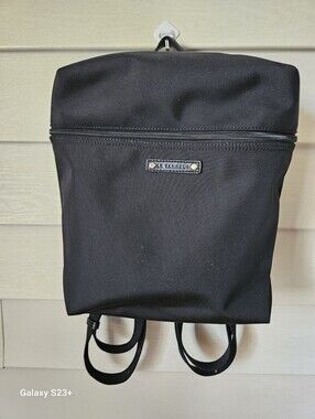 Le Tanneur Black Nylon Backpack with Front Zip Pocket - Like New Condition!